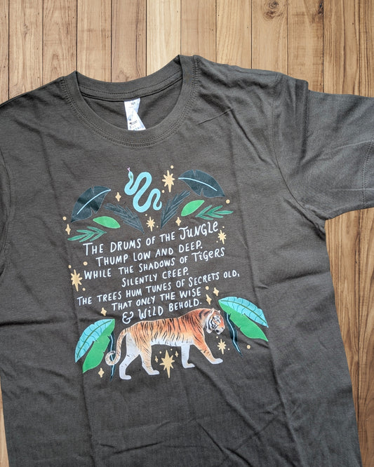 JUNGLE DESIGN KHAKI TEE - 9-10 years